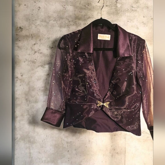 Elegant Purple Sheer Women's Jacket - Picture 2 of 6